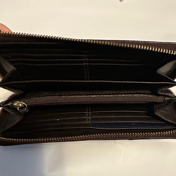 Coach Signature Brown and Tan Wallet with Gold Buckles - Picture 3 of 6